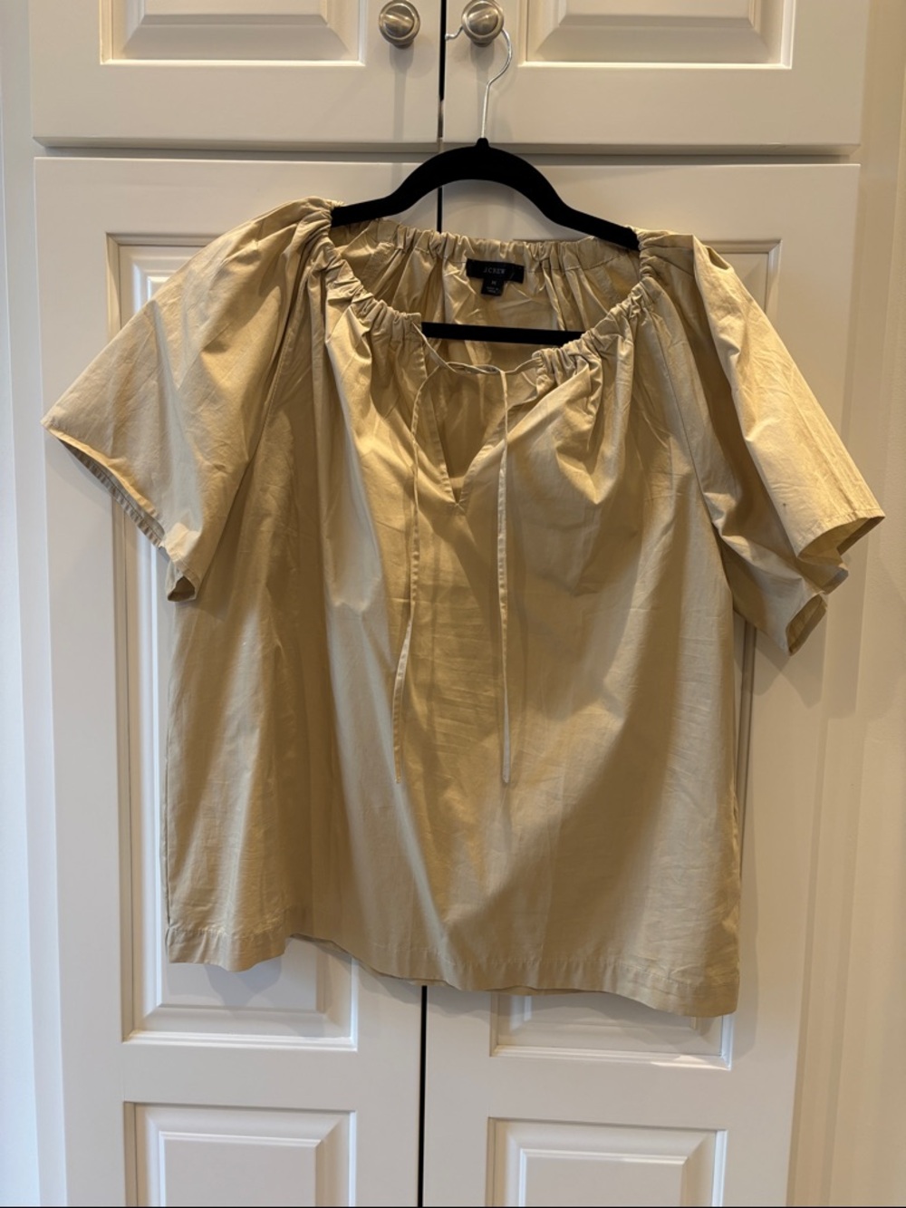 J. Crew Cream Short-Sleeve Peasant Blouse